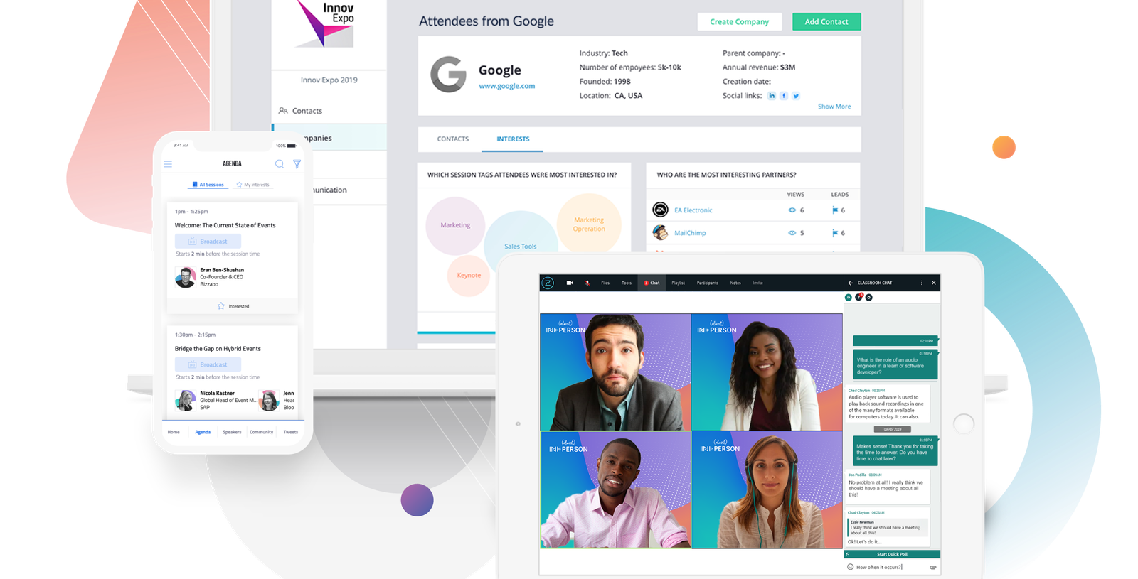 Screenshot of Bizzabo UI on mobile and desktop