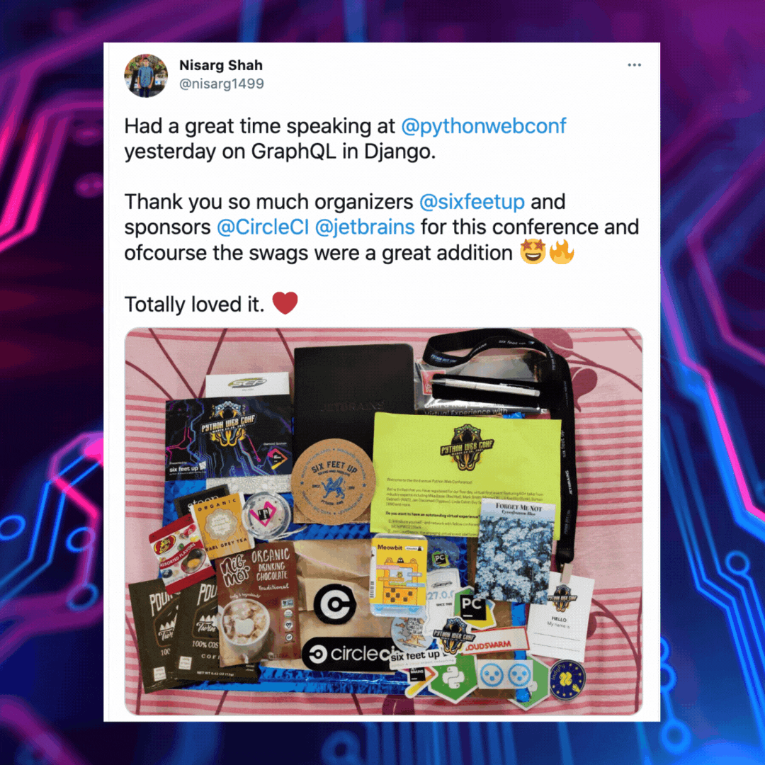 Animated image featuring screenshots off tweets about PWC2021